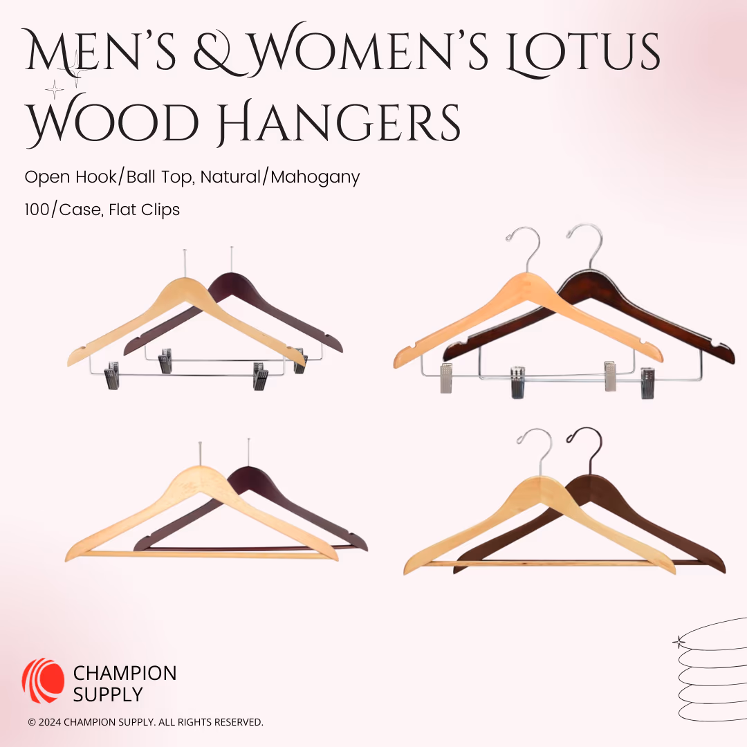 Hanger, Womens, Open Hook, 17.5" x 0.5", Natural, Case of 100
